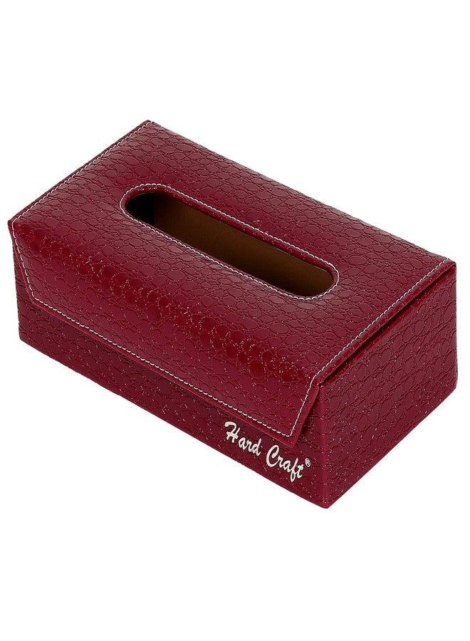 Hard Craft Croco Leather Tissue Box Hold (Maroon) - Image 4
